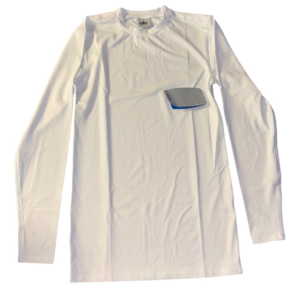 Alo Long Sleeve Crew Neck White Athletic Top T-Shirt Size Small